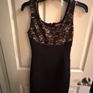 Black Dress with Gold Lace Bodice